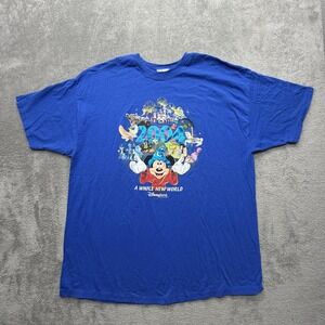 Vintage Disneyland Resort Shirt Mens 2XL Blue 2004 Mickey Graphic Tee 2000s